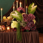 Dark Purple Orchid Hydrangea Bridal Table Arrangement
