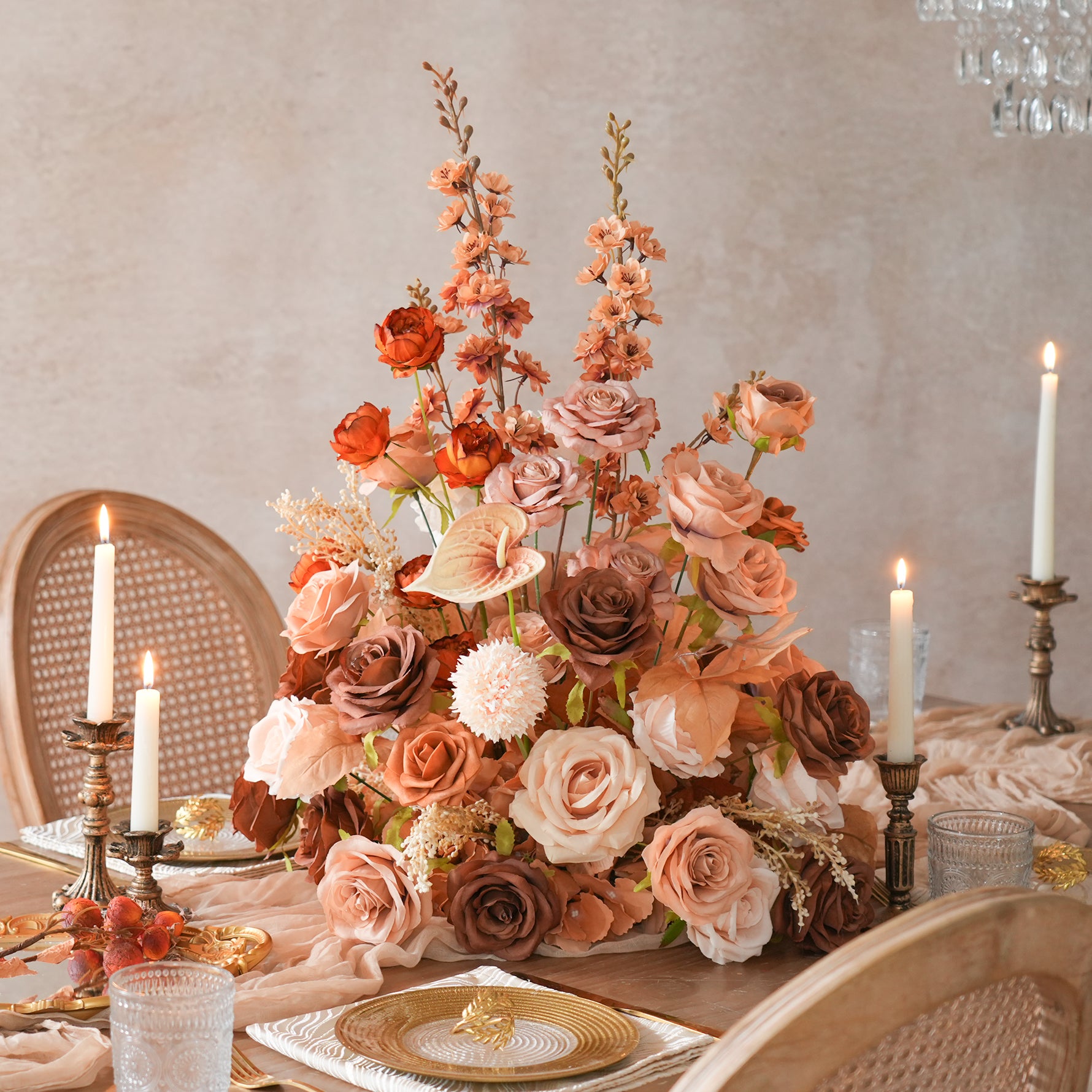 Best Flower ARRANGEMENT / 25ansウェディング A9057 Artificial Coffee Brown Rose Wedding Table Decor Flower