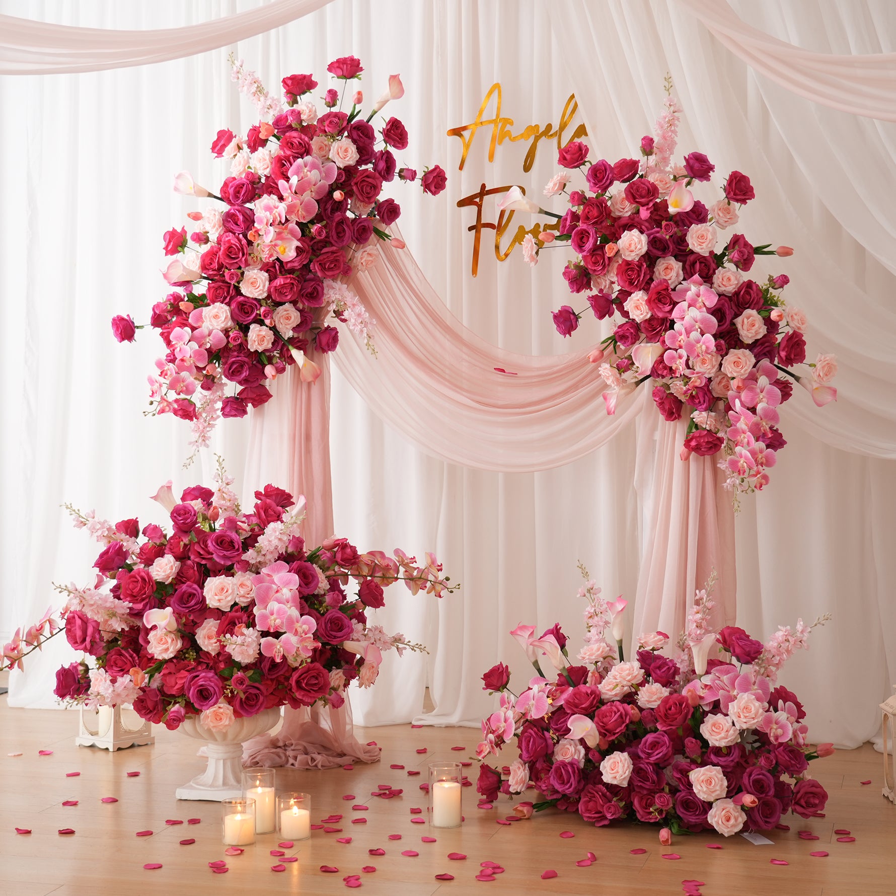 A9046 Hot Pink Calla Orchid Hang Floral Arrangement Aisle Flower