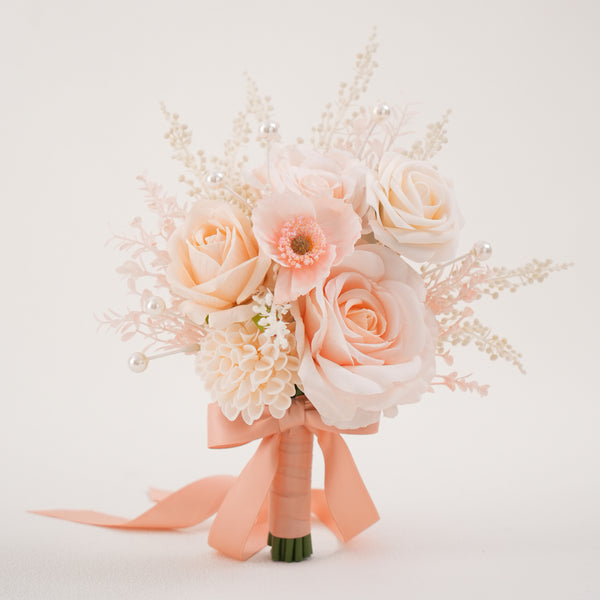 A9007 6pcs/set Artificial Pink Flower Bridesmaid Bouquet Wedding Ceremony Props