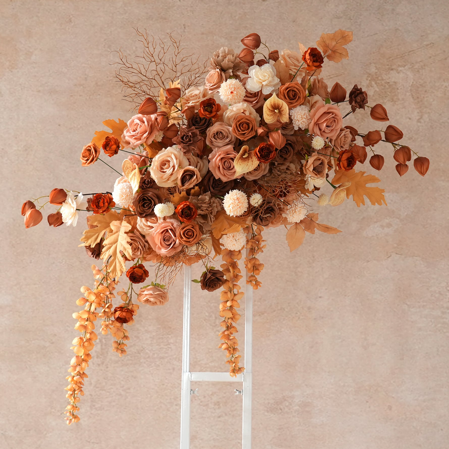 Artificial Coffee Brown Hanging Flower Arrangement Backyard