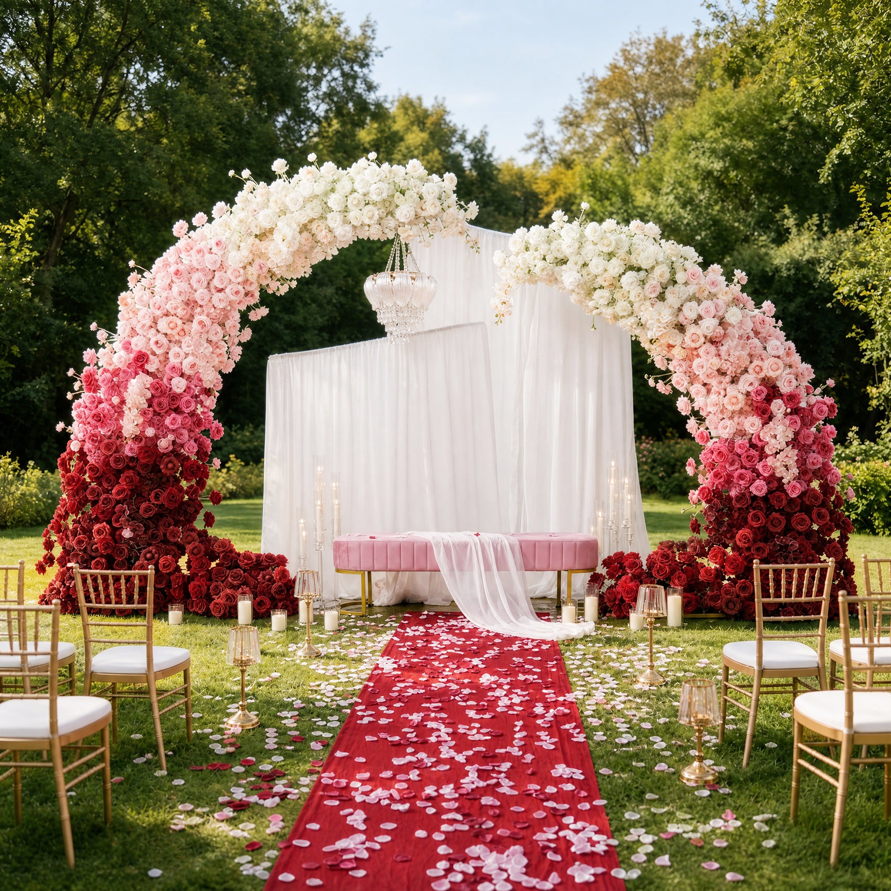 A9172 gradient Orchid Flower Arrangement Horn Arch Outdoor Wedding