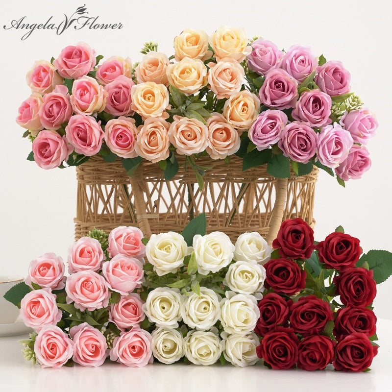 Pink faux rose flower bouquet