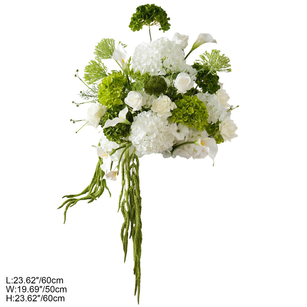 white and green artificial wedding aisle flower 