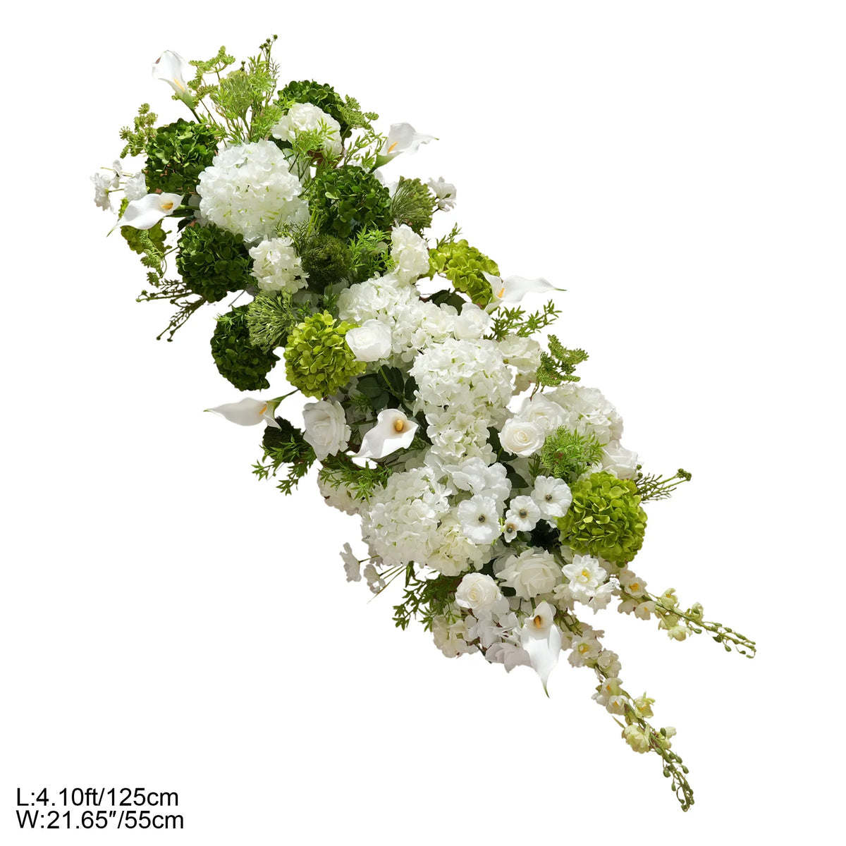 faux white green floral arch for wedding backdrop