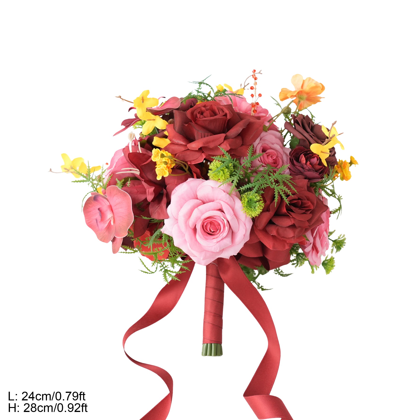 Angela Flower Red Rose Plum Bossom Floral Arrangement Decor Horn