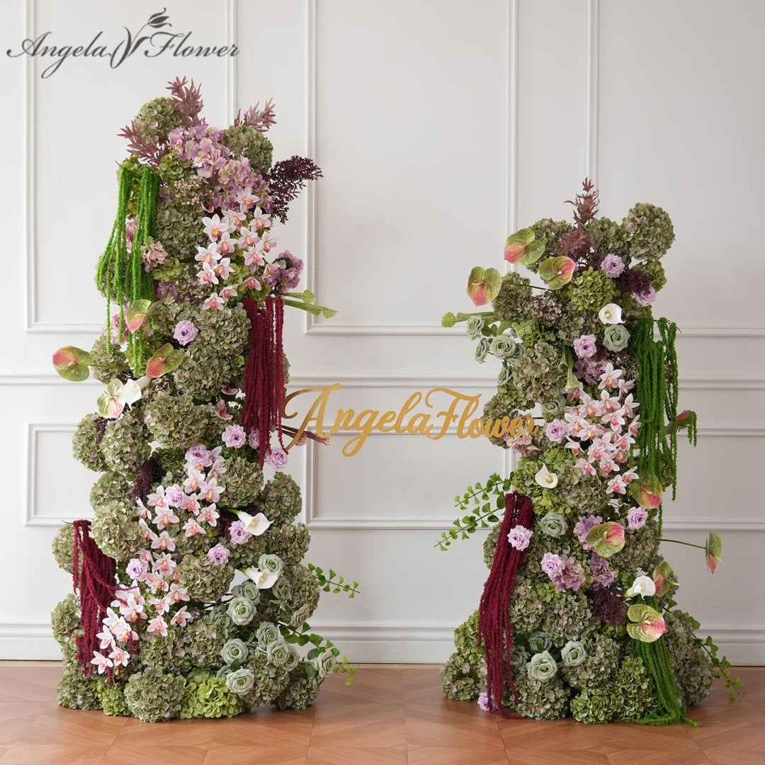 Green Hydrangea Floral KT Board Wedding Backdrop Decoration
