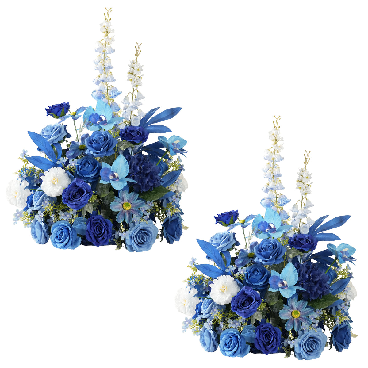 Sky blue rose mixed silk flower table centerpiece for wedding events