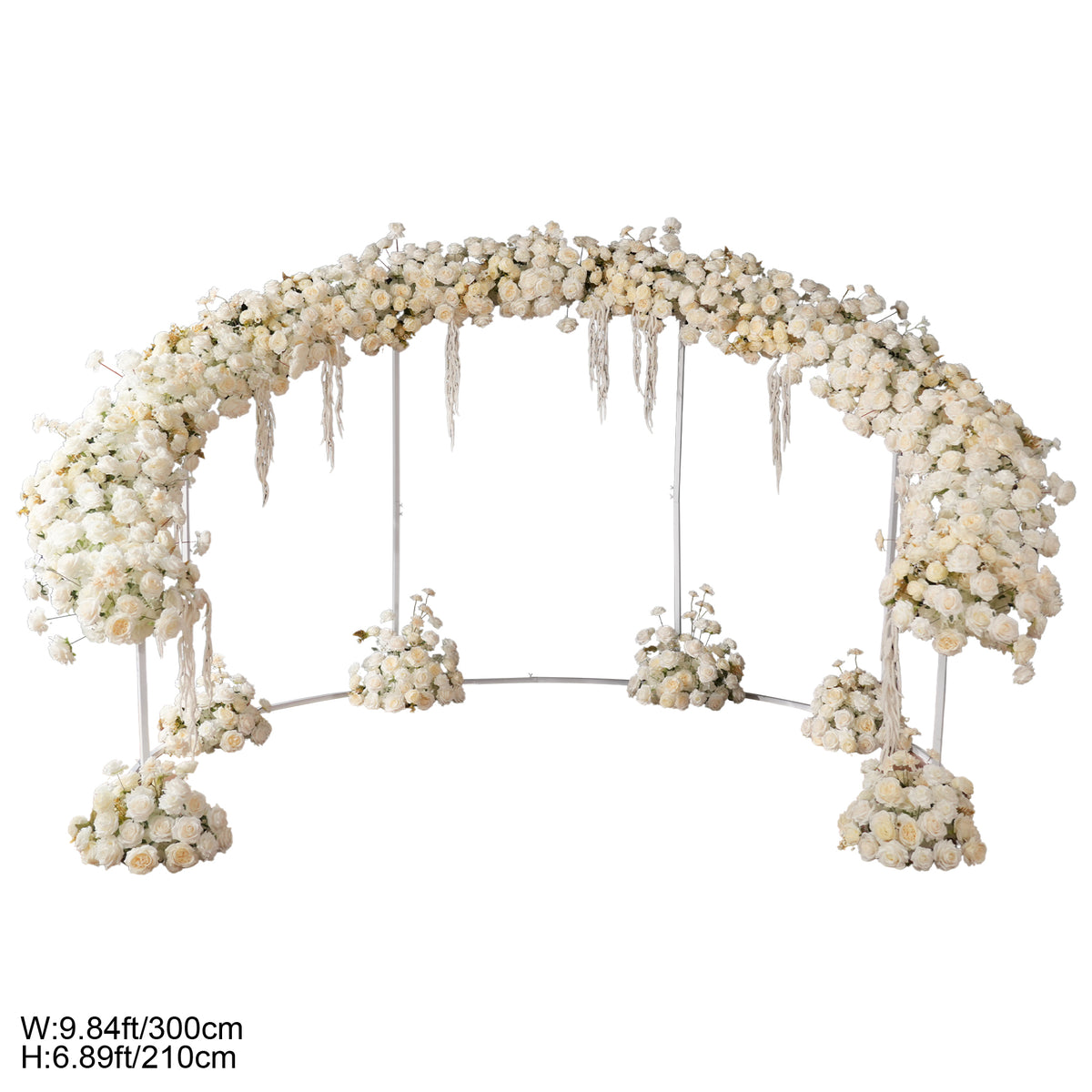 White rose floor flower clusters as wedding aisle markers