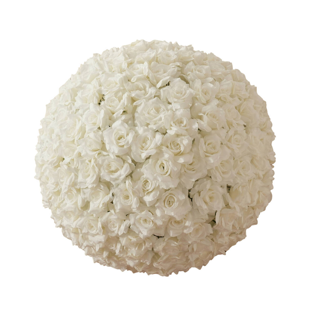 Large white rose flower ball for outdoor wedding aisle decoration