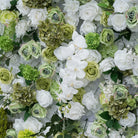 Luxury full‑coverage silk flower wall, cream white roses with assorted greenery for wedding ceremony photo backdrop