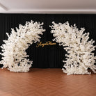 gold circular metal wedding arch frame with mounting pegs