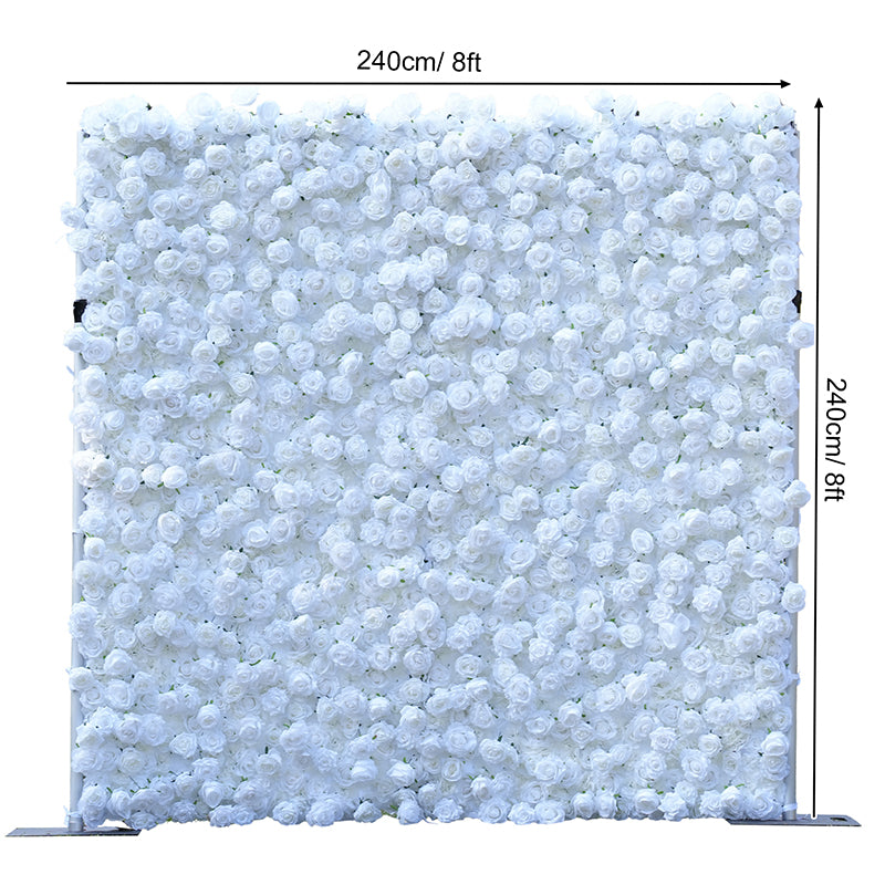 White artificial rose flower wall panel for wedding photo backdrop