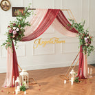 Dark red rose greenery swag wedding photo backdrop
