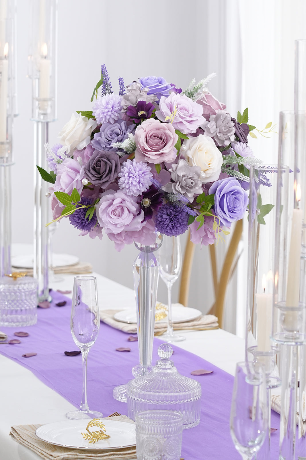 lavender flower wedding centerpieces A8992 2pcs Purple Lavender Rose Flower Ball Table Centerpiece Wedding