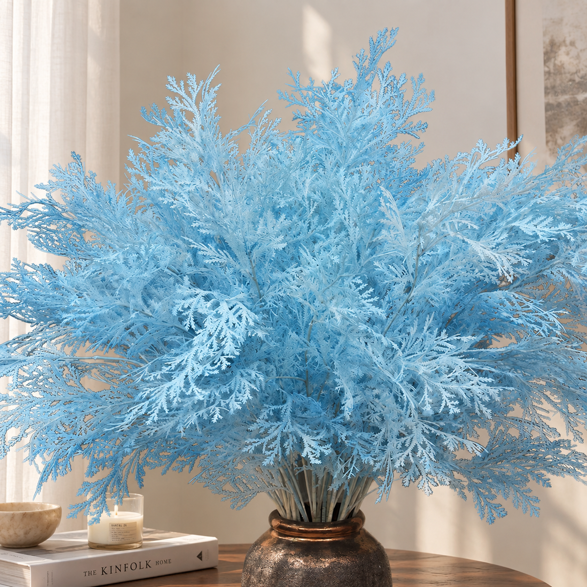 Soft textured faux cedar leaf for wedding ceremony flower arrangements