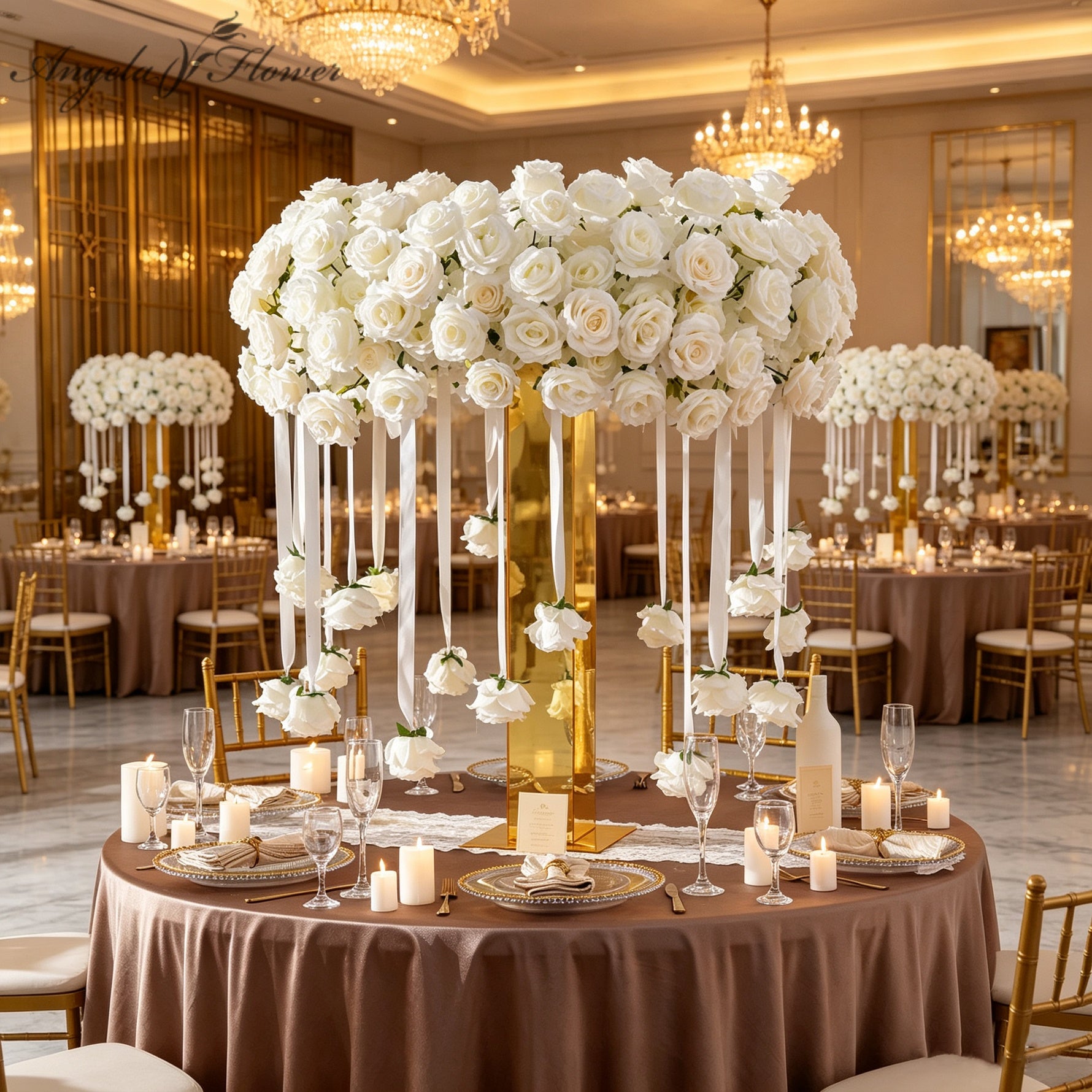 Romantic White Floral Hanging Arrangement for Wedding Events