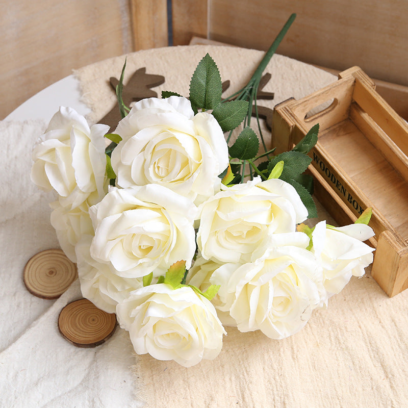 1. Light peach fake rose bridal flower arrangement