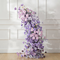 A9002 Purple Lavender Rose Artificial Floral Row Horn Arch Aisle Flower Wedding Decor