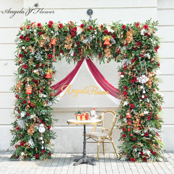 A8777 Christmas Flower Row Cloth Base Decor Wedding Backdrop Square Frame