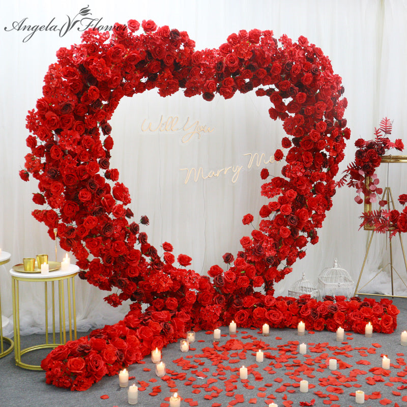 Luxury 5D Red Floral Arrangement Decor Heart-Shaped Frame Wedding ...