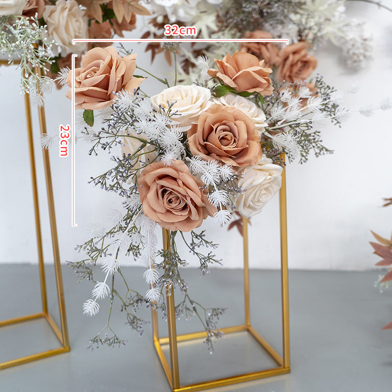 rope hanging plant basket A8064 Coffee Wedding Arrangement Rose Orchid Wall Hanging Flower Row B – Angela Flower
