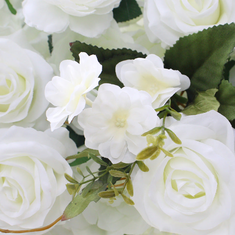 Luxury Custom 3D White Artificial Rose Green Leaf Flower Row Wedding ...