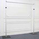 Individual hardware components of expandable backdrop stand, poles, bases and lock connectors