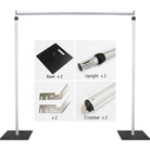 Multi‑function metal support frame for hanging drapes, banners and artificial flower panels