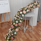 long floral trailing garland made of silk peonies and roses, easy transport for wedding and event styling